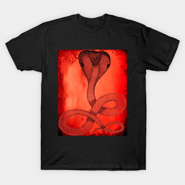 Red Fire Cobra Cool Design T-Shirt by PANGANDOY